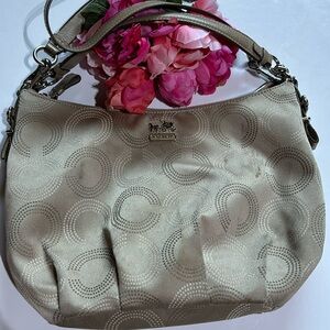 COACH MADISON DOTS OPTIC ART CONVERTIBLE HOBO BAG KHAKI #15929